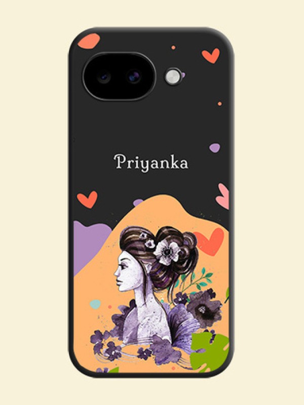 Namecase For Her With Fancy Lady Image On Space Black Custom Soft Matte Mobile Back Cover - Google Pixel 10A 5G
