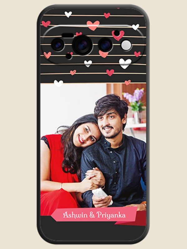 Love Pattern with Name on Pink Ribbon on Photo On Space Black Custom Soft Matte Mobile Back Cover - Google Pixel 11 Pro 5G