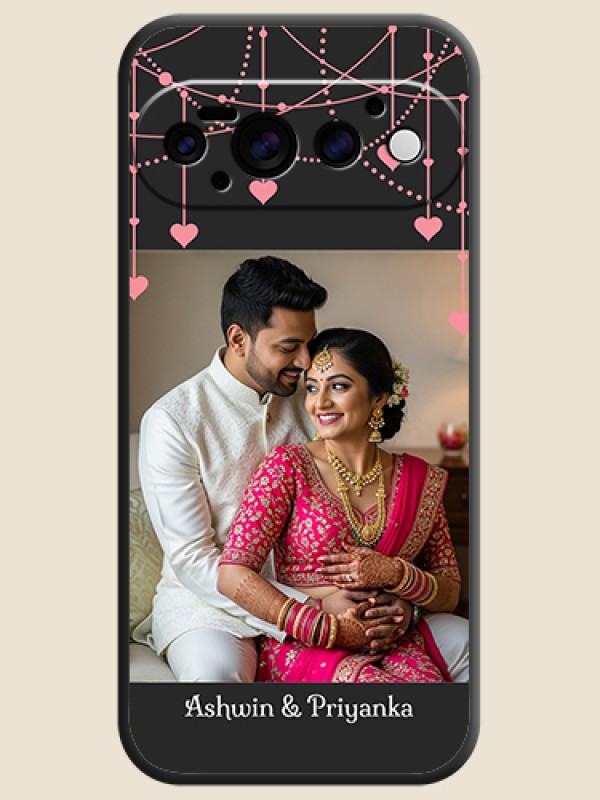 Pink Love Hangings with Text On Space Black Custom Soft Matte Mobile Back Cover - Google Pixel 11 Pro 5G