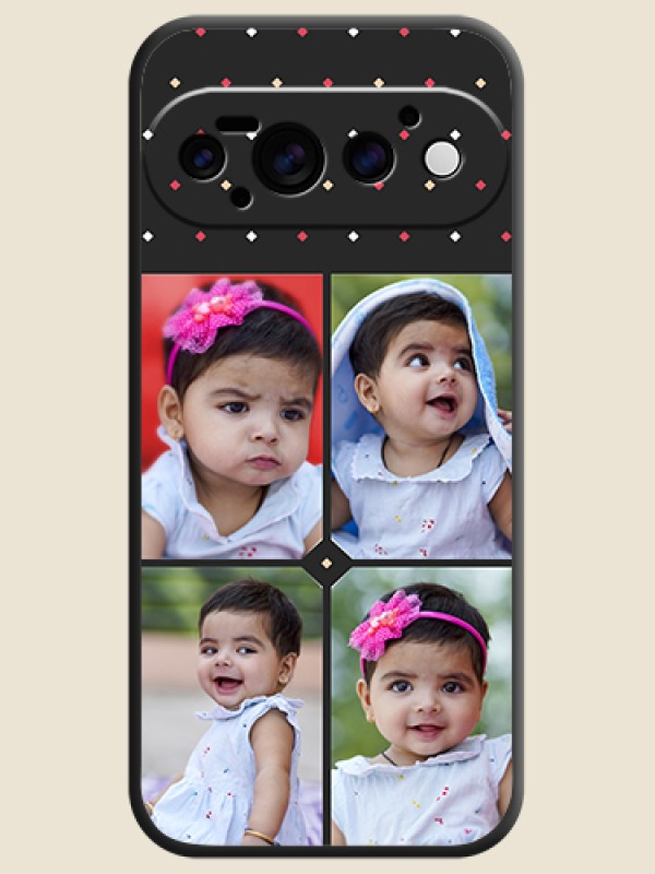 Multicolor Dotted Pattern with 4 Image Holder On Space Black Custom Soft Matte Mobile Back Cover - Google Pixel 11 Pro 5G