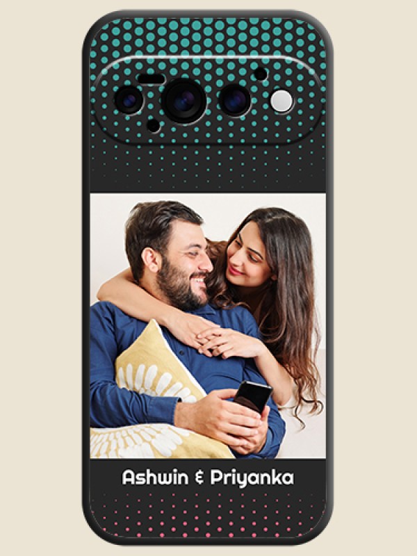 Faded Dots with Grunge Photo Frame and Text On Space Black Custom Soft Matte Mobile Back Cover - Google Pixel 11 Pro 5G