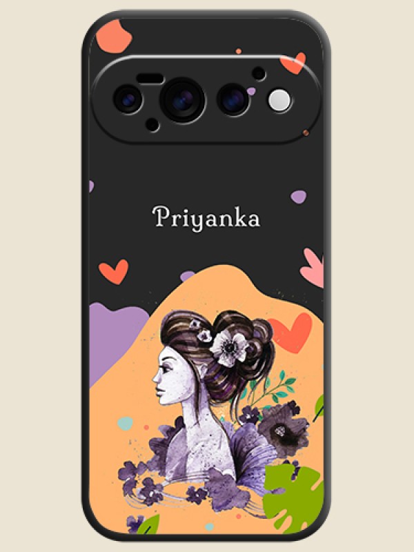Namecase For Her With Fancy Lady Image On Space Black Custom Soft Matte Mobile Back Cover - Google Pixel 11 Pro 5G