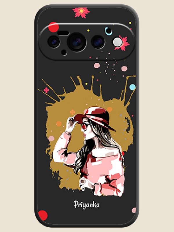 Mordern Lady With Color Splash Background With Custom Text On Space Black Custom Soft Matte Mobile Back Cover - Google Pixel 11 Pro 5G