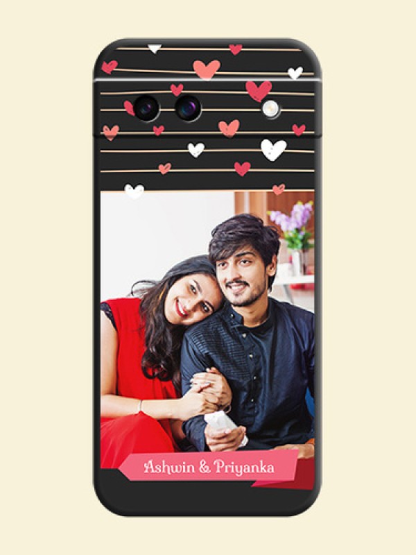 Love Pattern with Name on Pink Ribbon on Photo On Space Black Custom Soft Matte Mobile Back Cover - Google Pixel 8A 5G