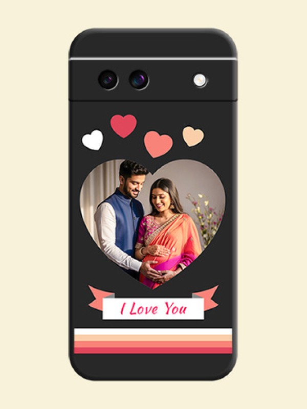 Love Shaped Photo with Colorful Stripes On Space Black Custom Soft Matte Mobile Back Cover - Google Pixel 8A 5G