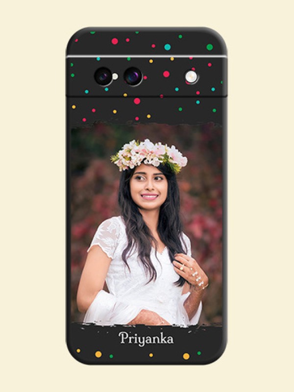 Multicolor Dotted Pattern with Text On Space Black Custom Soft Matte Mobile Back Cover - Google Pixel 8A 5G