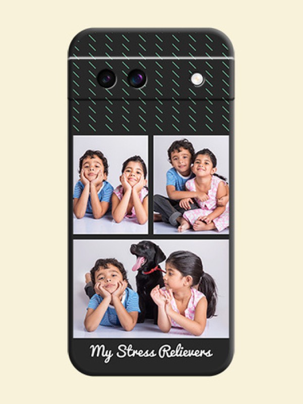 Cross Dotted Pattern with 2 Image Holder On Space Black Custom Soft Matte Mobile Back Cover - Google Pixel 8A 5G