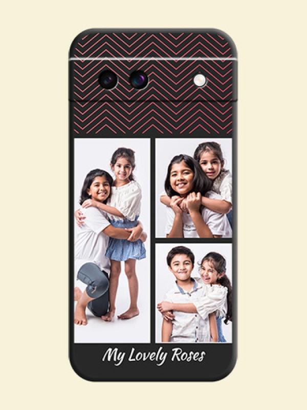 Wave Pattern with 3 Image Holder On Space Black Custom Soft Matte Mobile Back Cover - Google Pixel 8A 5G