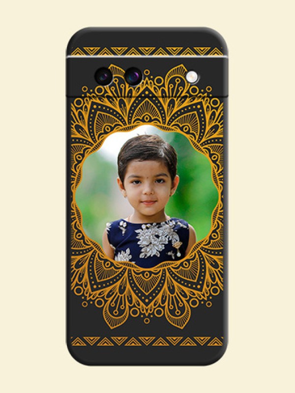 Round Image with Floral Design On Space Black Custom Soft Matte Mobile Back Cover - Google Pixel 8A 5G