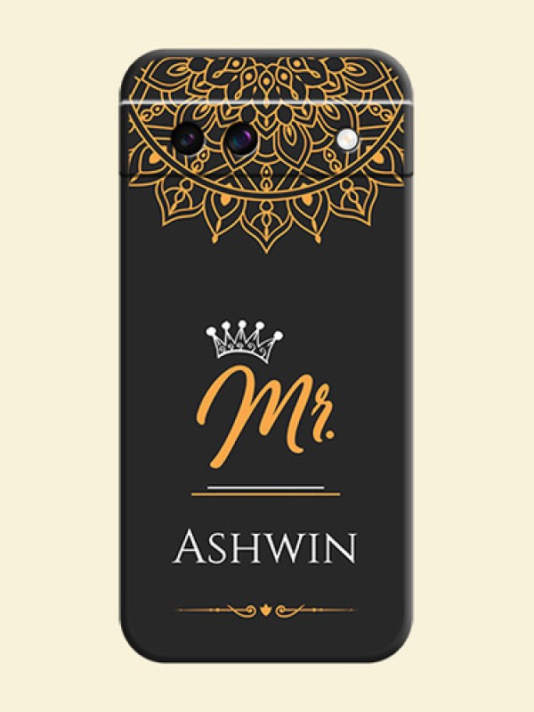 Mr Name with Floral Design On Space Black Custom Soft Matte Mobile Back Cover - Google Pixel 8A 5G