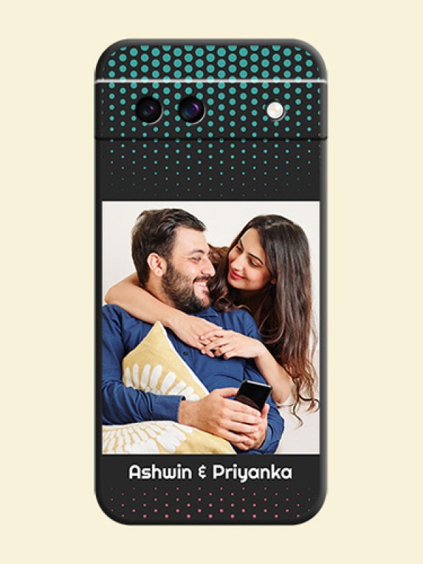 Faded Dots with Grunge Photo Frame and Text On Space Black Custom Soft Matte Mobile Back Cover - Google Pixel 8A 5G