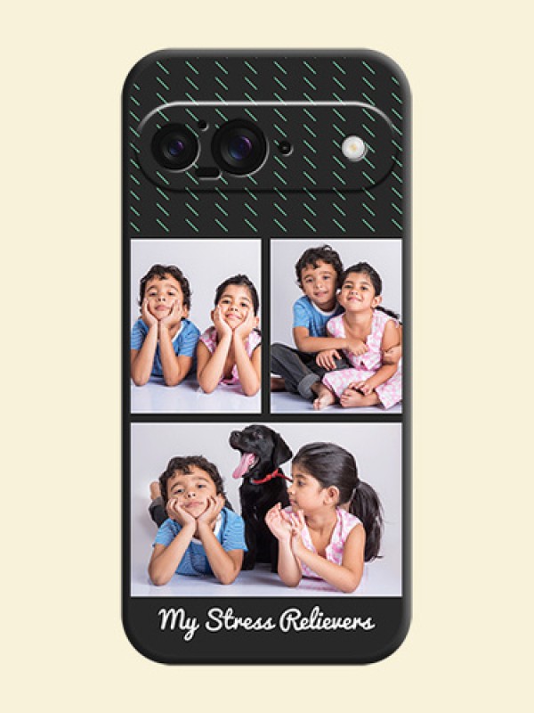 Cross Dotted Pattern with 2 Image Holder On Space Black Custom Soft Matte Mobile Back Cover - Google Pixel 9 5G