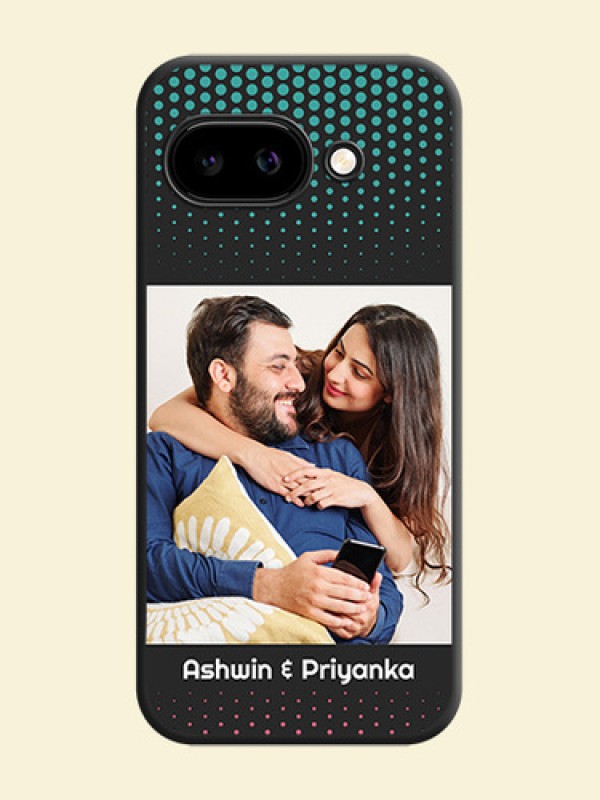 Faded Dots with Grunge Photo Frame and Text On Space Black Custom Soft Matte Mobile Back Cover - Google Pixel 9A 5G