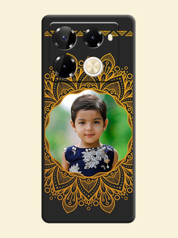 Round Image with Floral Design On Space Black Custom Soft Matte Mobile Back Cover - Infinix Note 40 Pro 5G
