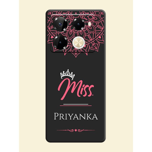 Mrs Name with Floral Design On Space Black Custom Soft Matte Mobile Back Cover - Infinix Note 40 Pro 5G