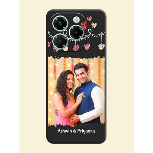 Pink Love Hangings with Name On Space Black Custom Soft Matte Mobile Back Cover - Infinix Note 40X 5G Pink Love Hangings with Name On Space Black Custom Soft Matte Mobile Back Cover - Infinix Note 40X 5G