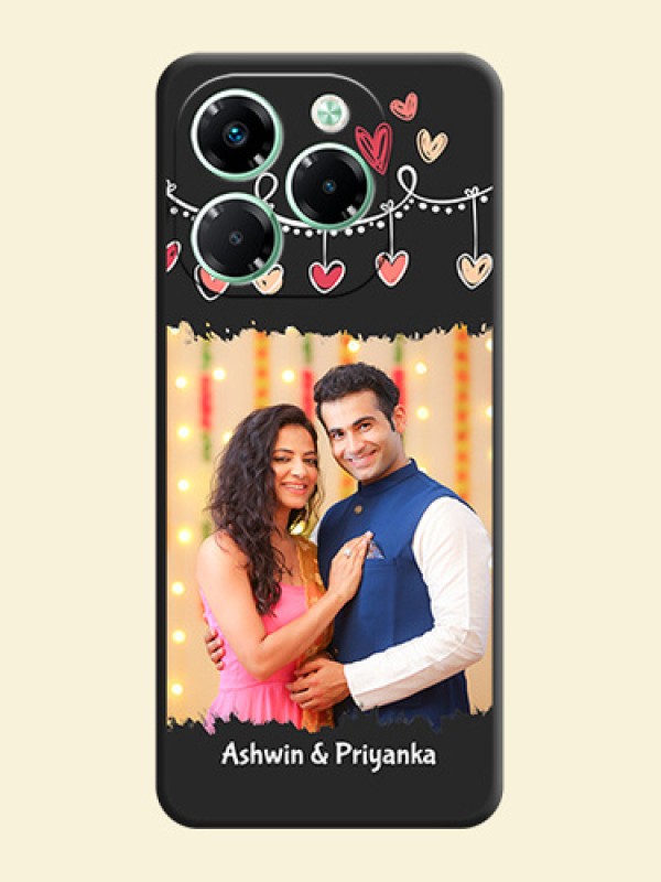Pink Love Hangings with Name On Space Black Custom Soft Matte Mobile Back Cover - Infinix Note 40X 5G