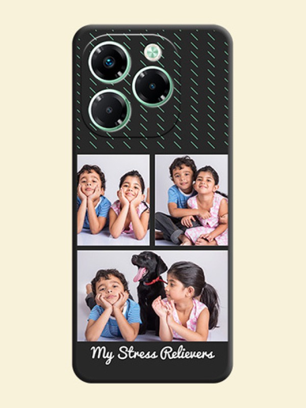 Cross Dotted Pattern with 2 Image Holder On Space Black Custom Soft Matte Mobile Back Cover - Infinix Note 40X 5G