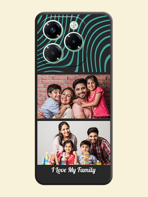 Wave Pattern with 2 Image Holder On Space Black Custom Soft Matte Mobile Back Cover - Infinix Note 40X 5G
