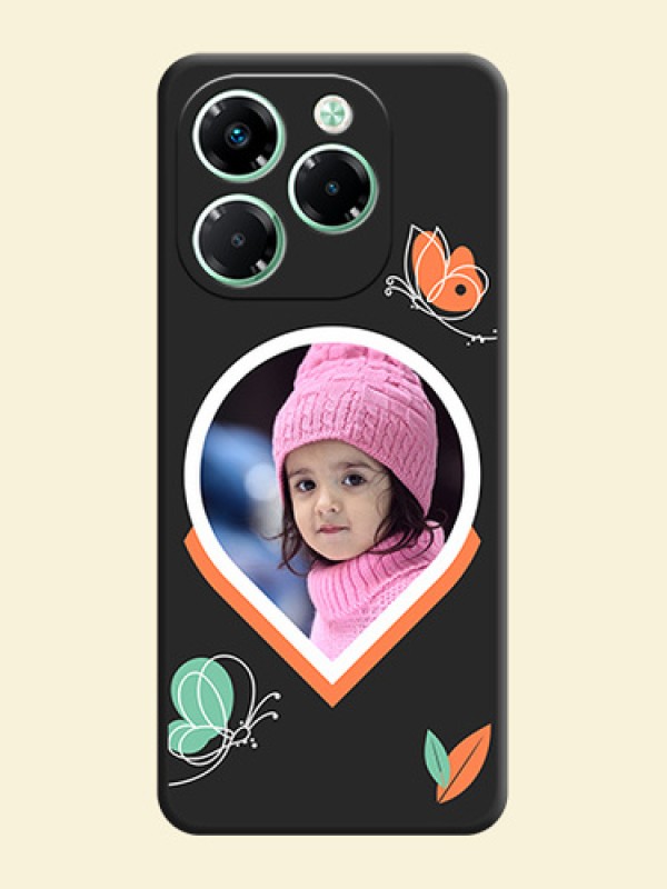 Upload Pic With Simple Butterly Design On Space Black Custom Soft Matte Mobile Back Cover - Infinix Note 40X 5G