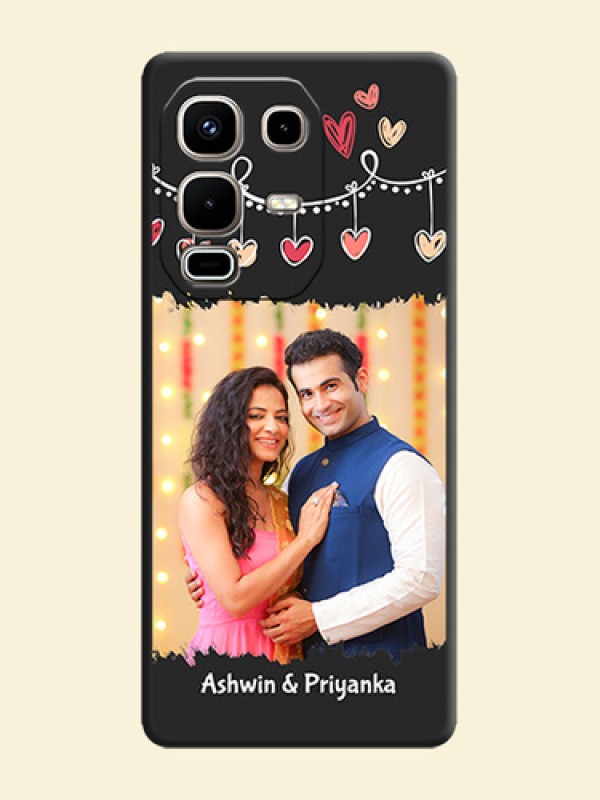 Pink Love Hangings with Name On Space Black Custom Soft Matte Mobile Back Cover - Infinix Note 50s 5G