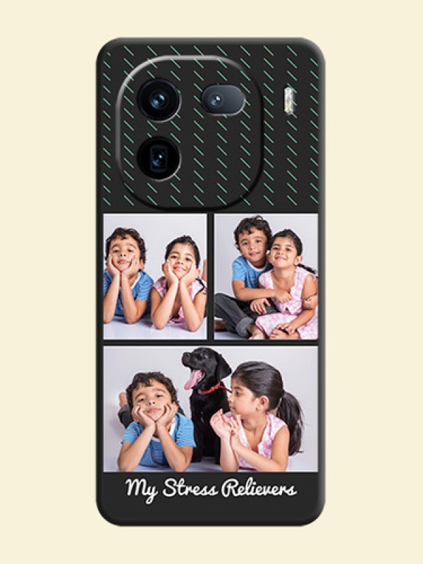Cross Dotted Pattern with 2 Image Holder On Space Black Custom Soft Matte Mobile Back Cover - iQOO 12 5G