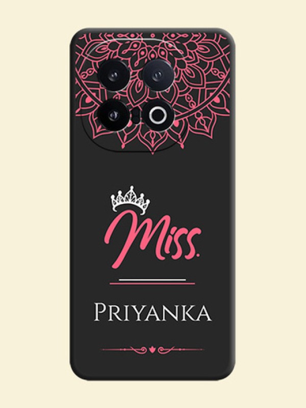 Mrs Name with Floral Design On Space Black Custom Soft Matte Mobile Back Cover - iQOO 13 5G