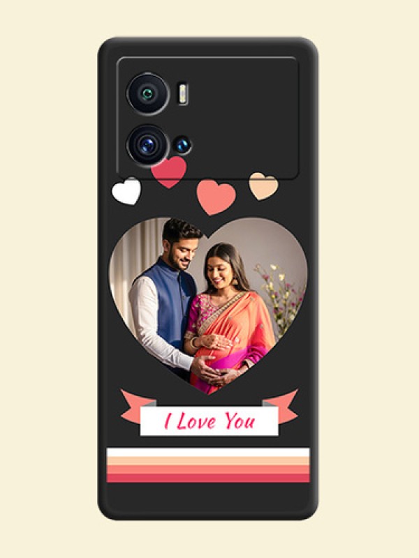 Love Shaped Photo with Colorful Stripes on Personalised Space Black Soft Matte Cases - iQOO 9 Pro 5G