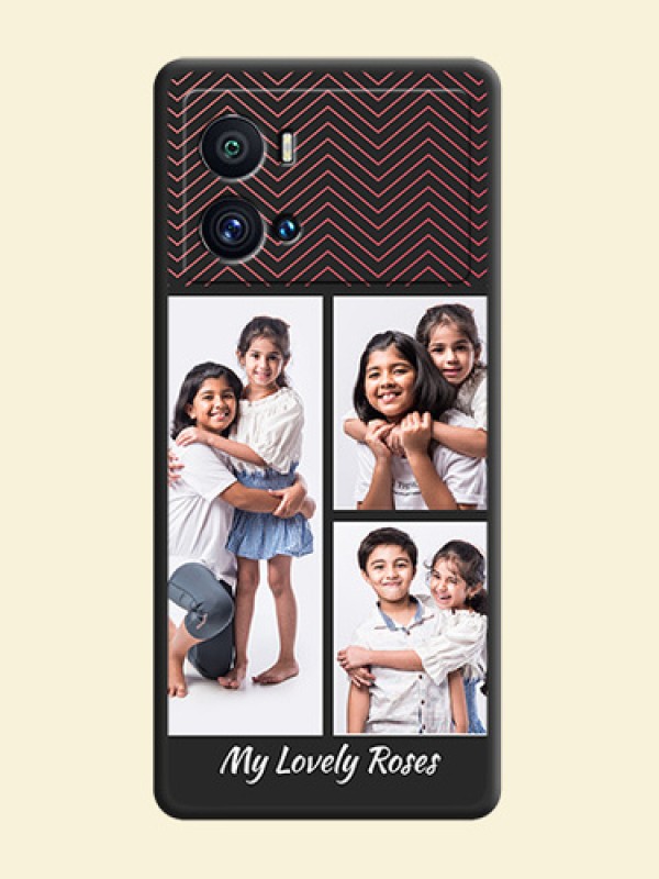Wave Pattern with 3 Image Holder on Space Black Custom Soft Matte Back Cover - iQOO 9 Pro 5G