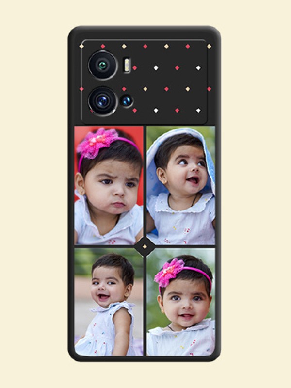 Multicolor Dotted Pattern with 4 Image Holder on Space Black Custom Soft Matte Phone Cases - iQOO 9 Pro 5G