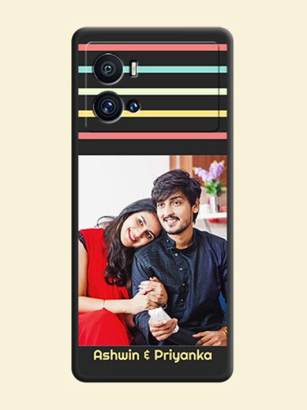 Color Stripes with Photo and Text on Photo on Space Black Soft Matte Mobile Case - iQOO 9 Pro 5G