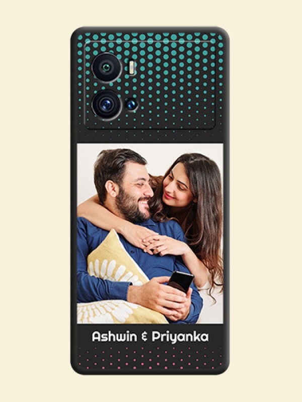 Faded Dots with Grunge Photo Frame and Text on Space Black Custom Soft Matte Phone Cases - iQOO 9 Pro 5G