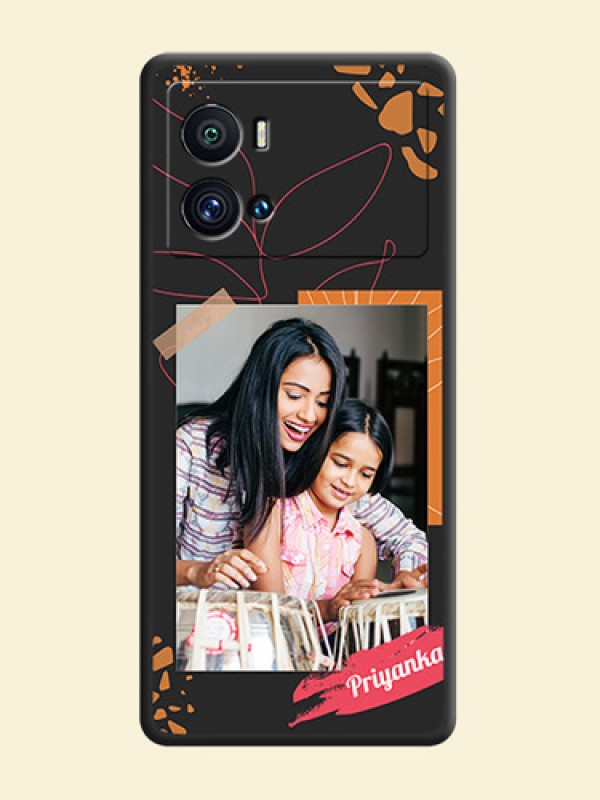 Orange Photo Frame on Space Black Custom Soft Matte Phone Back Cover - iQOO 9 Pro 5G