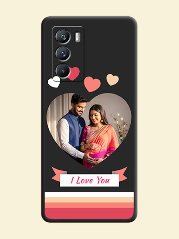 Love Shaped Photo with Colorful Stripes on Personalised Space Black Soft Matte Cases - iQOO 9 Se 5G