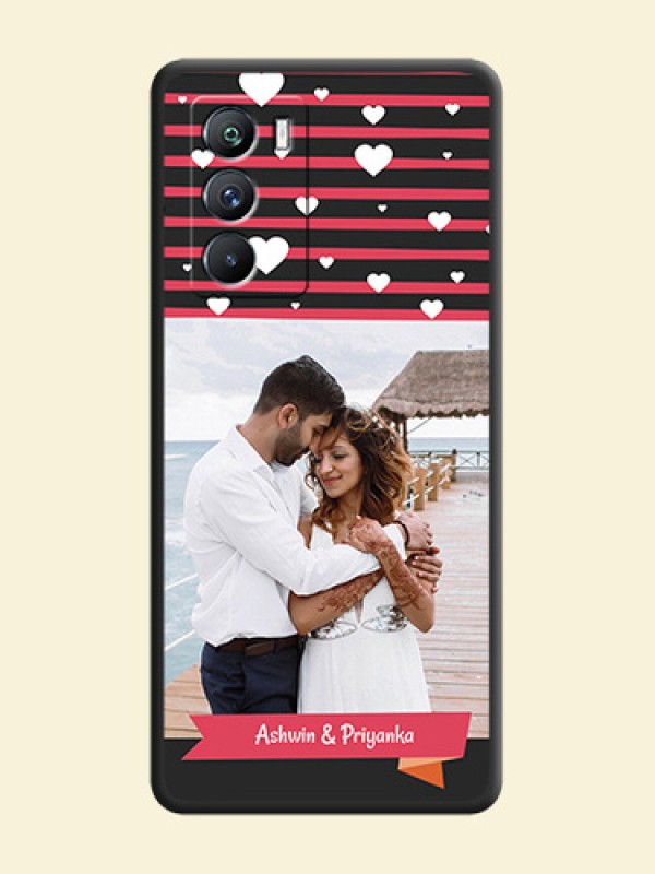 White Color Love Symbols with Pink Lines Pattern on Space Black Custom Soft Matte Phone Cases - iQOO 9 Se 5G