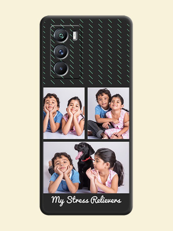 Cross Dotted Pattern with 2 Image Holder  on Personalised Space Black Soft Matte Cases - iQOO 9 Se 5G