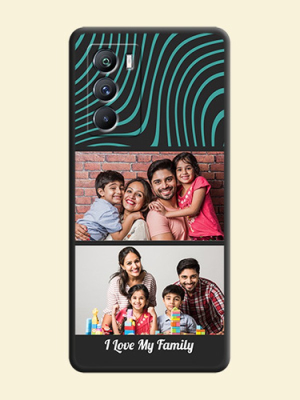Wave Pattern with 2 Image Holder on Space Black Personalized Soft Matte Phone Covers - iQOO 9 Se 5G