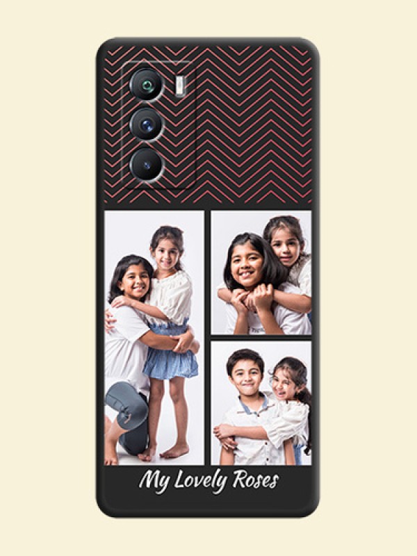 Wave Pattern with 3 Image Holder on Space Black Custom Soft Matte Back Cover - iQOO 9 Se 5G