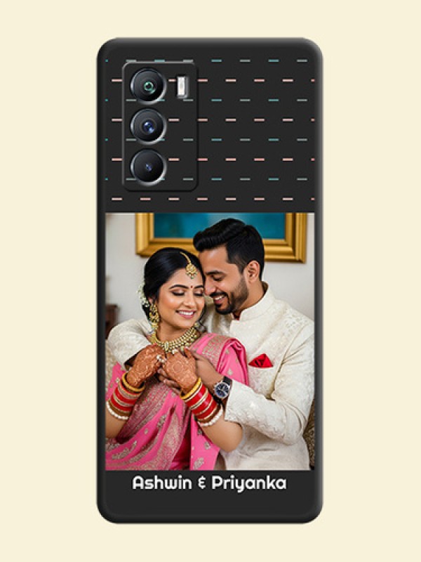 Line Pattern Design with Text on Space Black Custom Soft Matte Phone Back Cover - iQOO 9 Se 5G