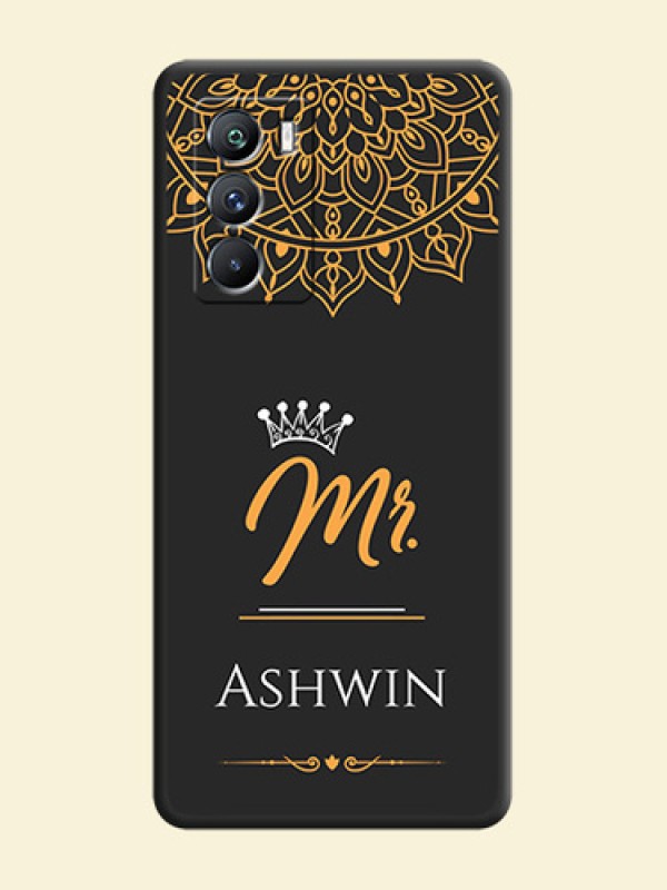Mr Name with Floral Design  on Personalised Space Black Soft Matte Cases - iQOO 9 Se 5G