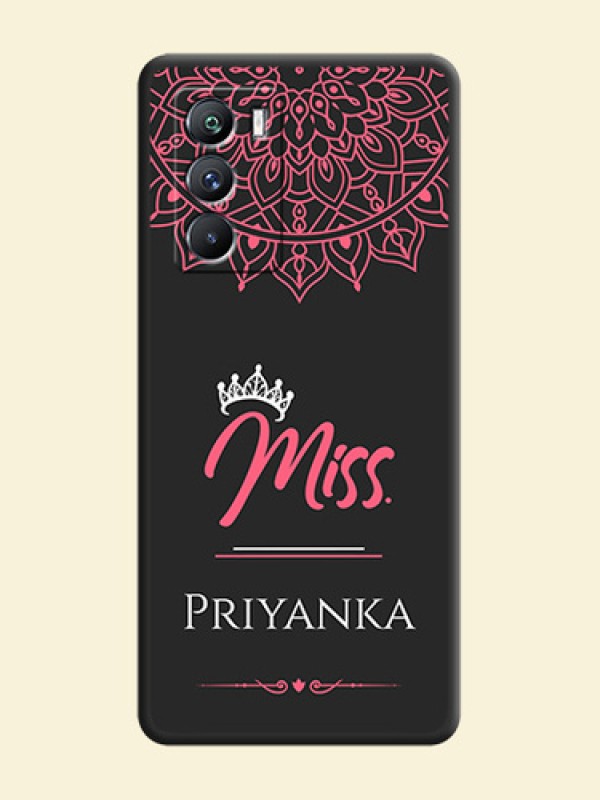 Mrs Name with Floral Design on Space Black Personalized Soft Matte Phone Covers - iQOO 9 Se 5G