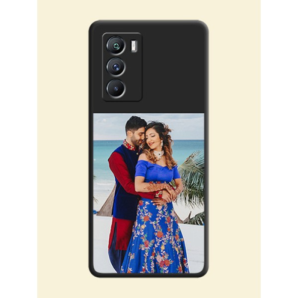 Image Upload With Space Black Color On Custom Soft Matte Mobile Back Cover - Iqoo 9 Se 5G
