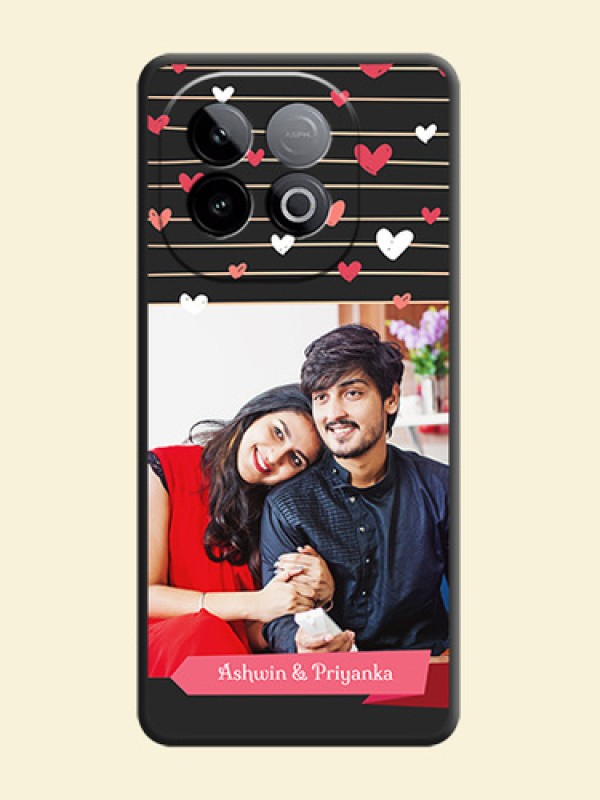 Love Pattern with Name on Pink Ribbon on Photo On Space Black Custom Soft Matte Mobile Back Cover - iQOO Neo 10 5G