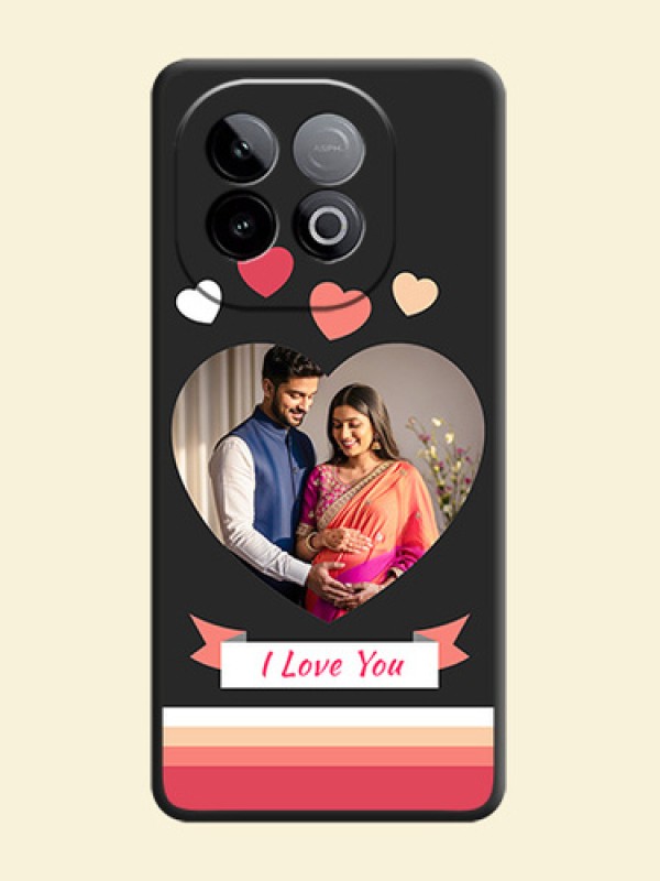 Love Shaped Photo with Colorful Stripes On Space Black Custom Soft Matte Mobile Back Cover - iQOO Neo 10 5G