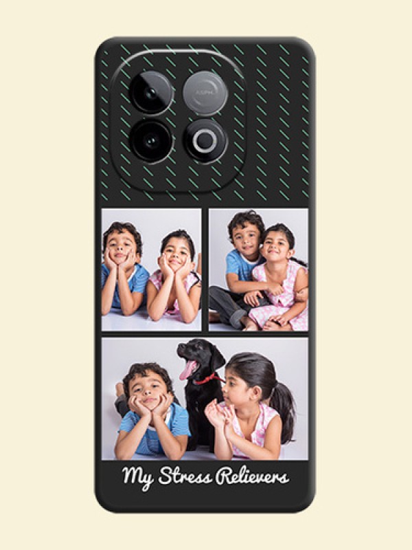 Cross Dotted Pattern with 2 Image Holder On Space Black Custom Soft Matte Mobile Back Cover - iQOO Neo 10 5G