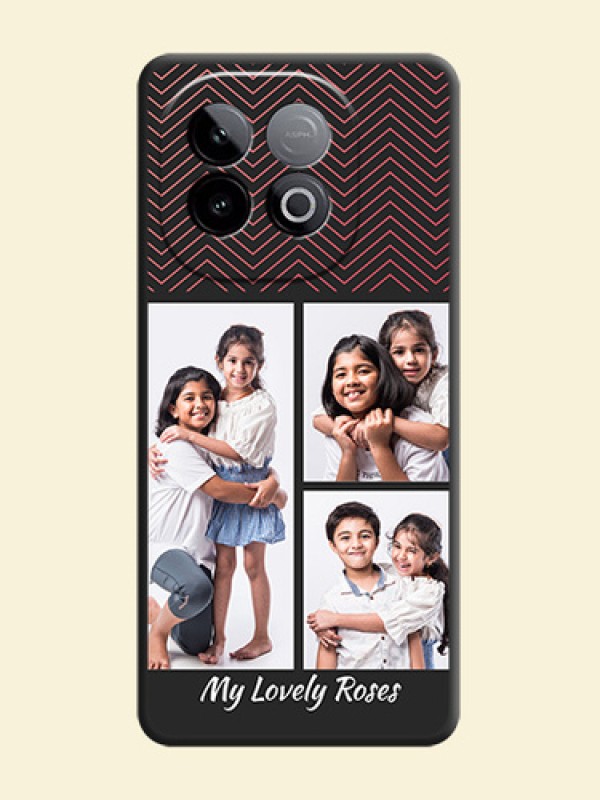 Wave Pattern with 3 Image Holder On Space Black Custom Soft Matte Mobile Back Cover - iQOO Neo 10 5G