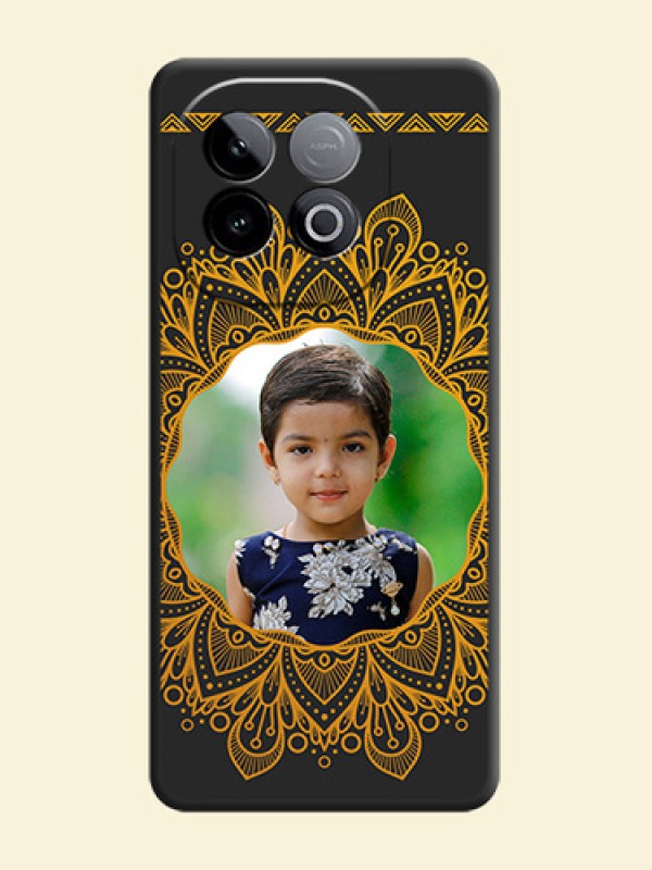Round Image with Floral Design On Space Black Custom Soft Matte Mobile Back Cover - iQOO Neo 10 5G