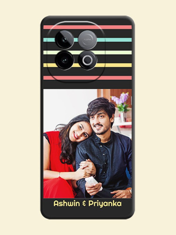 Color Stripes with Photo and Text on Photo On Space Black Custom Soft Matte Mobile Back Cover - iQOO Neo 10 5G