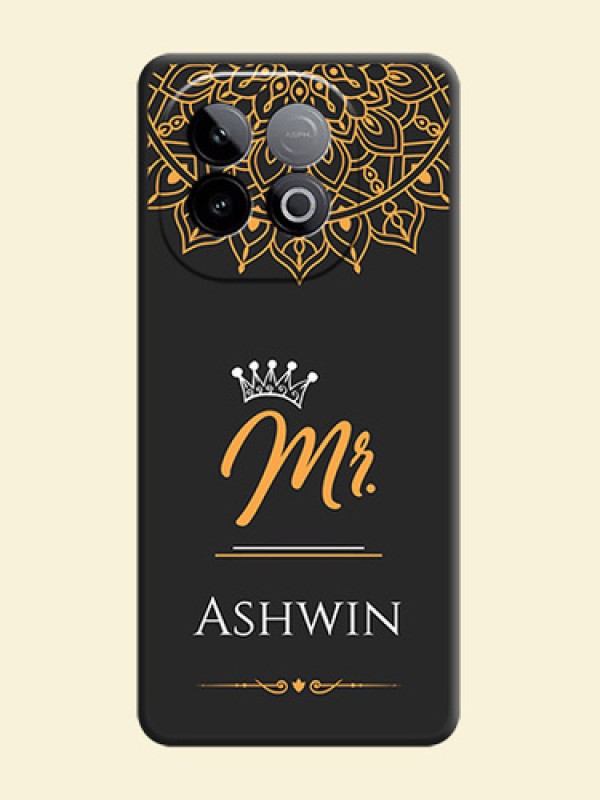 Mr Name with Floral Design On Space Black Custom Soft Matte Mobile Back Cover - iQOO Neo 10 5G
