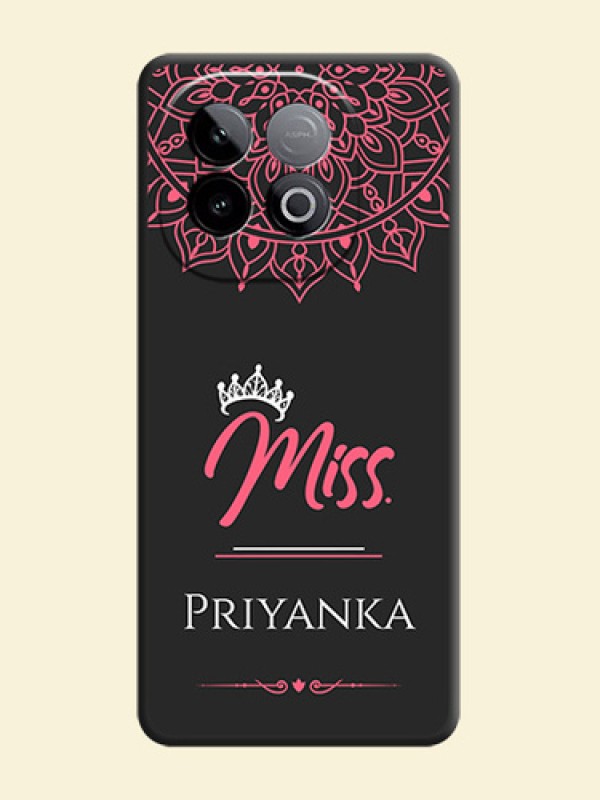 Mrs Name with Floral Design On Space Black Custom Soft Matte Mobile Back Cover - iQOO Neo 10 5G